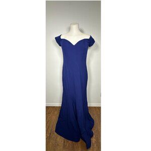 Seam Sculpted Crepe Mermaid Gown M0005, Royal Blue (Size 16)